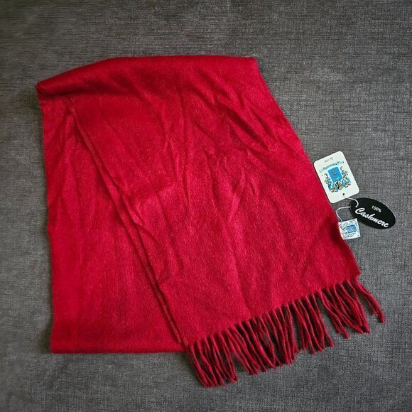 Portolano Women's Red 100% Cashmere Scarves 14 x 75 - Picture 1 of 13